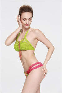 Contrasting Classic Hand Hook Wool Split Women's Bikini