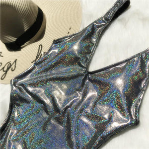 Split Swimsuit Sparkling Sexy Leather Bikini
