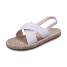 Load image into Gallery viewer, Beach Open Toe Linen Flat Sandals