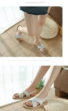 Load image into Gallery viewer, Beach Open Toe Linen Flat Sandals