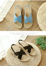 Load image into Gallery viewer, Beach Open Toe Linen Flat Sandals