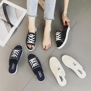 Half Slipper Fashion Wears Wild Casual Canvas Sandals