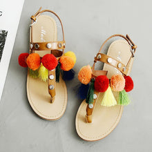 Load image into Gallery viewer, Bohemian Buckle Tassel Flat Sandals