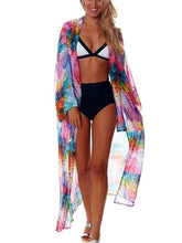 Load image into Gallery viewer, Chiffon Color Feather Printed Beach Bikini Sunscreen Cardigan Cover-up