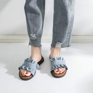 Fungus Lace Slippers Female Small Fresh Flat Sandals and Slippers