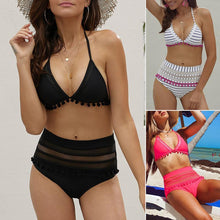 Load image into Gallery viewer, Bikini High Waist Split Tassel Swimsuit