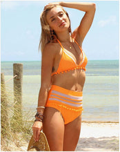 Load image into Gallery viewer, Bikini High Waist Split Tassel Swimsuit