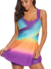 Load image into Gallery viewer, Gradient Color Skirt Split Two-piece Slim Swimsuit