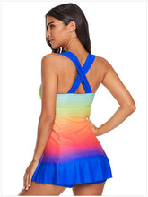 Load image into Gallery viewer, Gradient Color Skirt Split Two-piece Slim Swimsuit