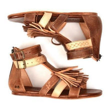 Load image into Gallery viewer, Fringed Belt Buckle Open Toe Hollow Flat Sandals