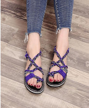 Load image into Gallery viewer, Color Matching Knot Beach Sandals Toe Sandals