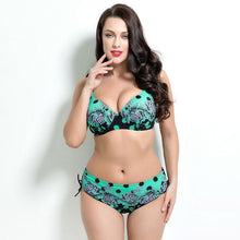 Load image into Gallery viewer, Plus Size Polka Dot Printed High Waist Backless Bikinis Sets Swimwear For Women