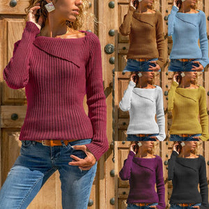 Long-sleeved Solid Color Sweater Top Casual Bottoming Sweater