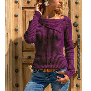 Long-sleeved Solid Color Sweater Top Casual Bottoming Sweater