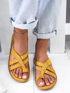 Summer comfortable flat bottom toe wearing sandals and slippers large size