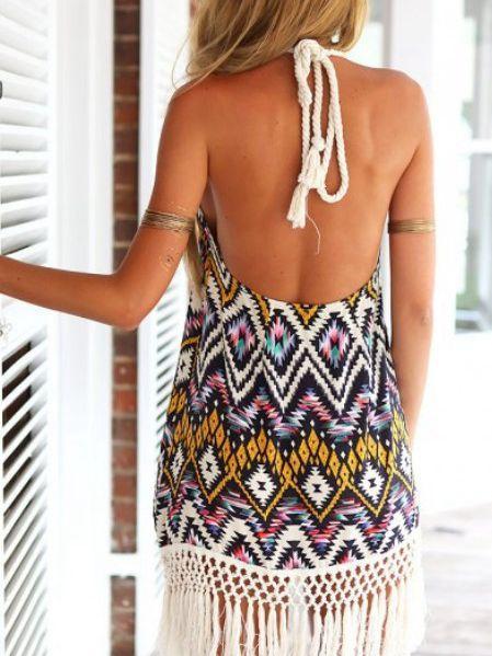 Diamond Print Halter Sexy Halter Dress