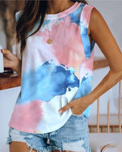 Load image into Gallery viewer, Women&#39;s Top Collar Tie-dye Printing Vest T-shirt