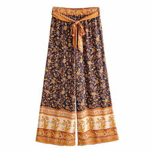 Load image into Gallery viewer, High Waistband Wide Tube Leg Pants Bohemian Print Waist Trousers