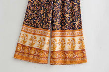 Load image into Gallery viewer, High Waistband Wide Tube Leg Pants Bohemian Print Waist Trousers