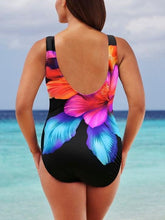 Load image into Gallery viewer, Boat Neck Floral Printed One Piece Swimwear