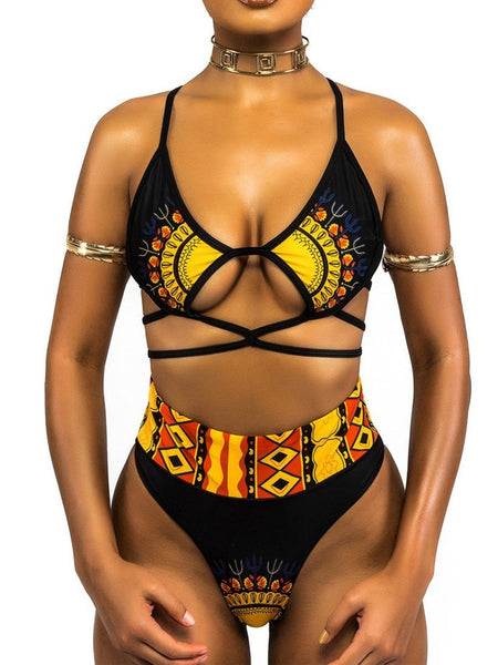 Printed Split Strap Bikini