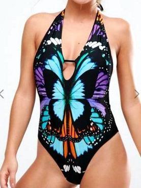 Butterfly Print One Piece Swimsuit Swimwear