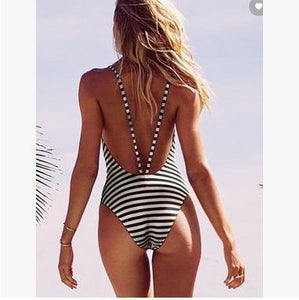 Striped Printed One Piece Bikini