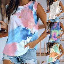 Load image into Gallery viewer, Women&#39;s Top Collar Tie-dye Printing Vest T-shirt