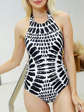 Load image into Gallery viewer, Sexy Halter Lace-up Swimsuit Fishscale Ripple Print Bikini