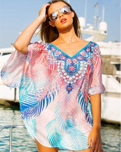 Chiffon Printed Loose Large Size Holiday Blouse