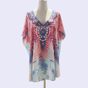 Chiffon Printed Loose Large Size Holiday Blouse