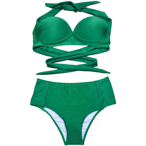 Solid Bikini Two Piece Set