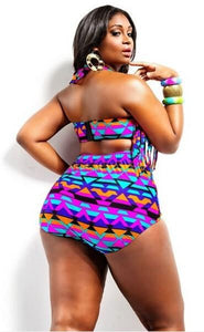 Sexy Fringed Halter Plus Size Swimsuit