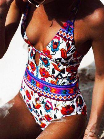 Sexy Backless Printed One Piece Swimsuit-3