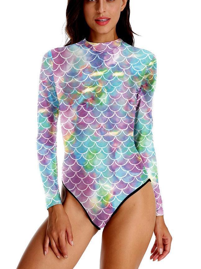 Mermaid Print One Piece Swimsuit