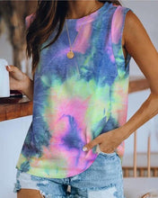 Load image into Gallery viewer, Women&#39;s Top Collar Tie-dye Printing Vest T-shirt