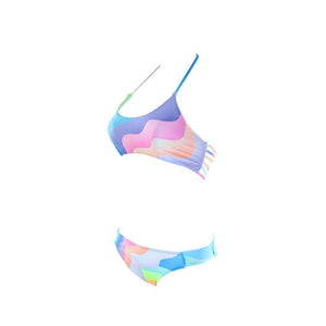 Rainbow print lollipop split swimsuit