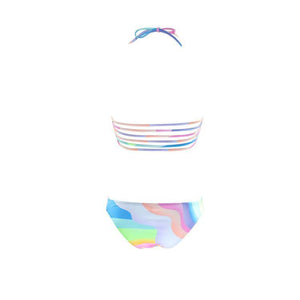 Rainbow print lollipop split swimsuit