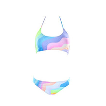 Load image into Gallery viewer, Rainbow print lollipop split swimsuit