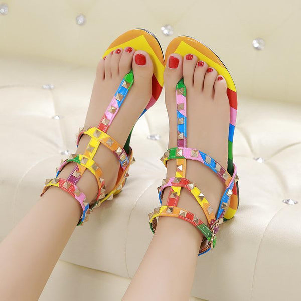 Colorful Flat Heel Beach Shoes For Women