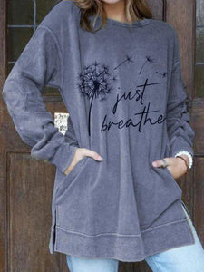 Just Breathe Dandelion Print Sweatshirt for Women