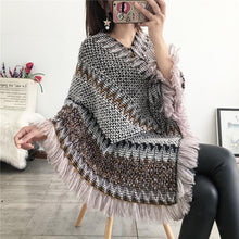 Load image into Gallery viewer, National Hood Shawl Knitted Spring and Summer Jacket Horse Sea Hair Tassel Scarf Coat Women Long Shawl Leisure