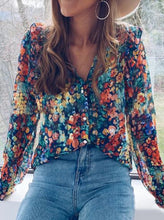 Load image into Gallery viewer, New Women&#39;s Fashion Long-sleeved Floral Top Loose Shirt