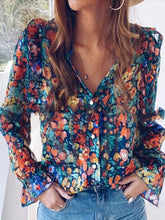 Load image into Gallery viewer, New Women&#39;s Fashion Long-sleeved Floral Top Loose Shirt