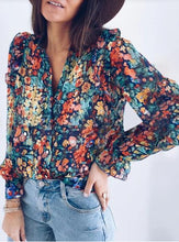 Load image into Gallery viewer, New Women&#39;s Fashion Long-sleeved Floral Top Loose Shirt