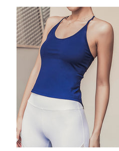 Solid color Yoga Top with Bra Pad Autumn and Winter New Yoga T-shirt Women Slim Fit Fitness Vest Breathable Sweat Sports Top with Bra Pad