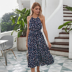 Summer polka dot holiday style swing dress