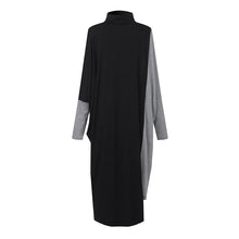 Load image into Gallery viewer, Star&#39;s same ol temperament women&#39;s clothing collage knitted medium length skirt long sleeve high neck dress