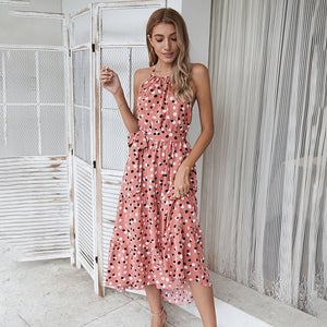 Summer polka dot holiday style swing dress