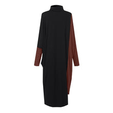 Load image into Gallery viewer, Star&#39;s same ol temperament women&#39;s clothing collage knitted medium length skirt long sleeve high neck dress